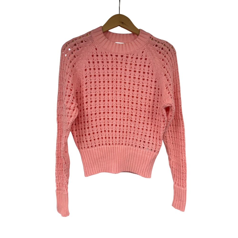 J Crew Pointelle Crewneck Sweater in Brilliant‎ Peony Womens XS